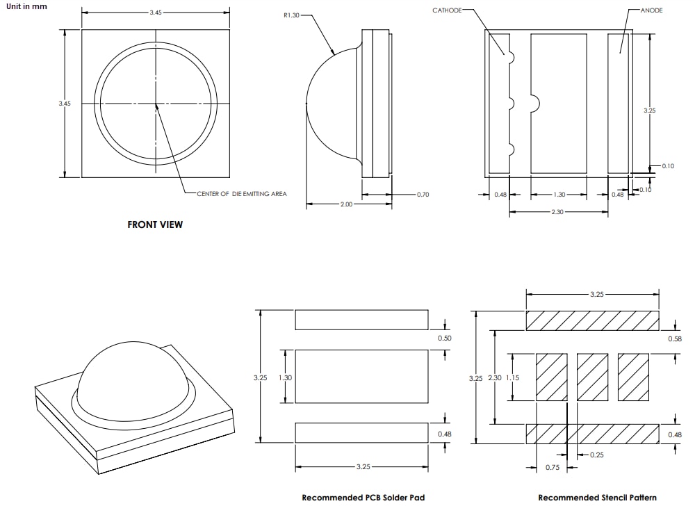 Mechanical Drawing - Luminus Devices SST-12-WH Gen 2 High Power White LEDs